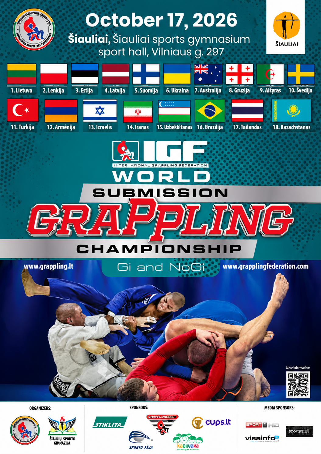 The 5th Anniversary World Grappling Championship to Take Place in Šiauliai – 571 Athletes from 18 Countries Already Registered